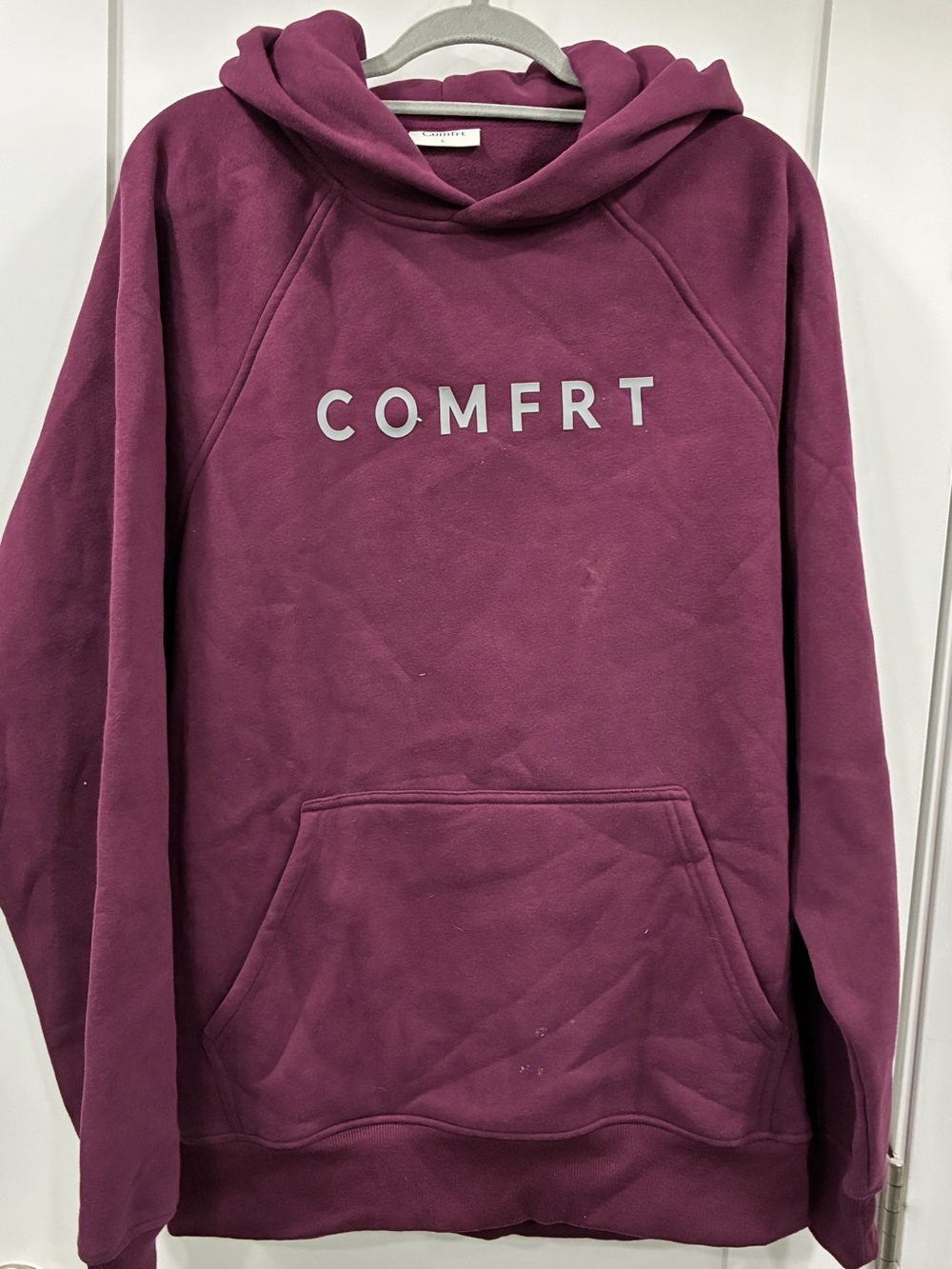 Comfrt Heavyweight Hoodie Purple Plum Oversized Pullover Sweatshirt Size Large